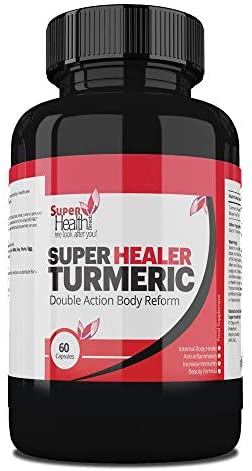 Turmeric Curcumin & Bioperin Double Action Super Body Healer- SUPERHEALTH Internal Body Healer | Pure Organic Turmeric & Added Organic Black Pepper | 100% Pure Natural - Super Health Store