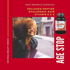 Age Stop Anti Aging Collagen Hyaluronic Acid With Vitamin C and E Antiwrinkle Skin Firming 60 capsules - Super Health Store