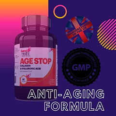 Age Stop Anti Aging Collagen Hyaluronic Acid With Vitamin C and E Antiwrinkle Skin Firming 60 capsules - Super Health Store