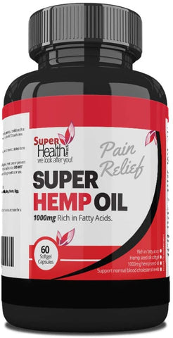 Super Hemp Oil Pain Relief Anti-inflammatory Soft Gel Capsule High Strength 1000 mg Protects Heart, Lowers Cholesterol - Super Health Store