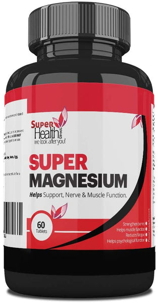 Super Magnesium High Dose of Elemental Magnesium Reduce tiredness and fatigue Improves nervous system functioning 60 capsules - Super Health Store