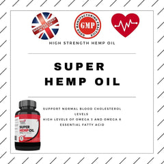 Super Hemp Oil Pain Relief Anti-inflammatory Soft Gel Capsule High Strength 1000 mg Protects Heart, Lowers Cholesterol - Super Health Store